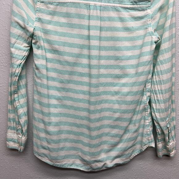 Old Navy 1/2 Button Womens Striped Cotton Shirt Small Capsule Minimalist Coastal - Picture 8 of 13